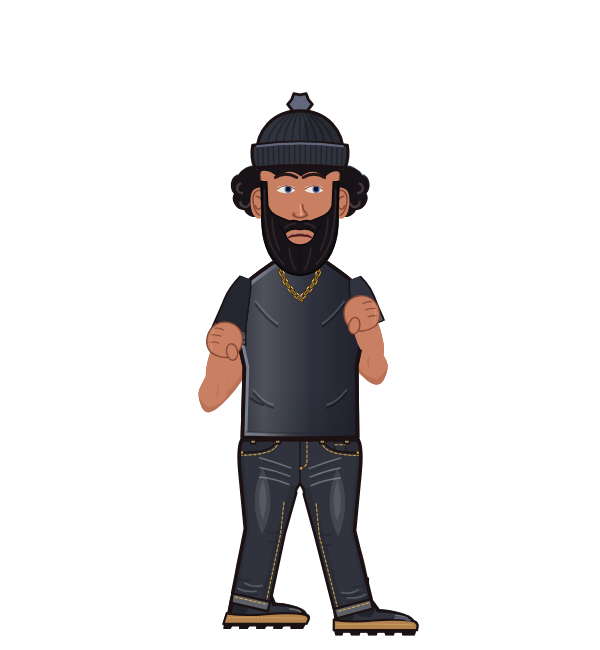 Him, red corner portrait. Landed 54 of 65 punches. Hat: Beanie; Shirt: T-shirt.