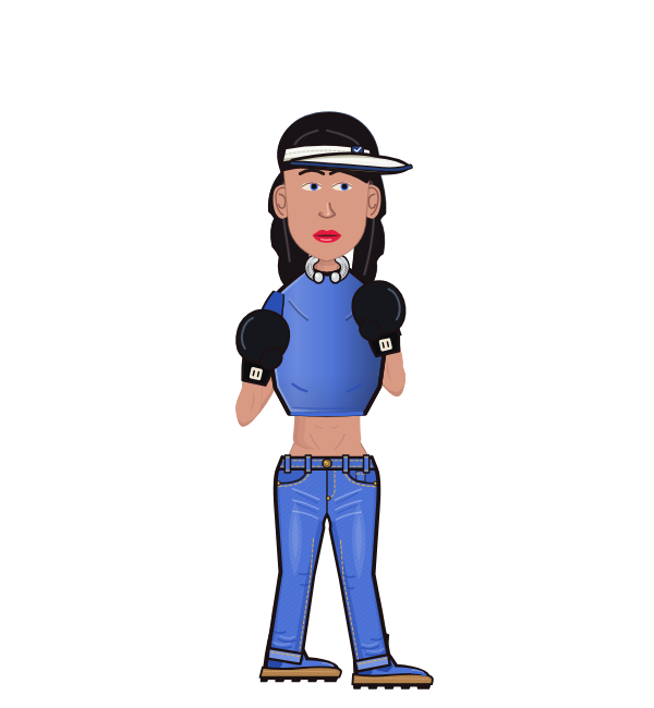 SpicyWizard, red corner portrait. Landed 36 of 52 punches. Hat: Visor; Shirt: Crop top; Hands: Classic.