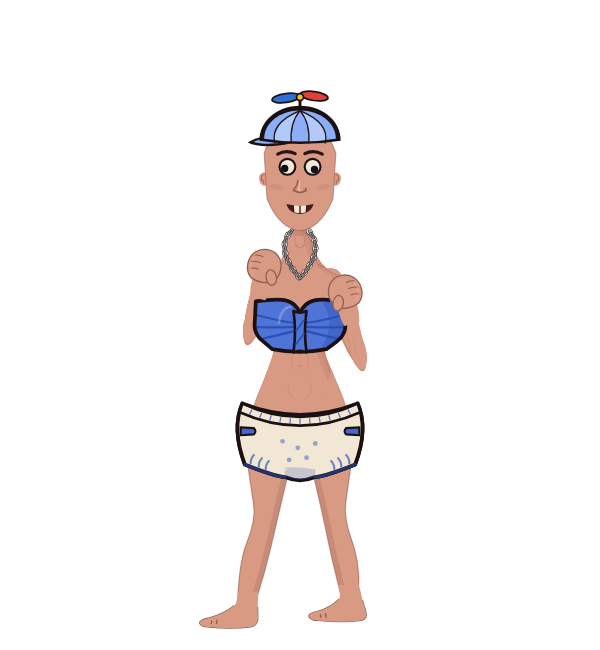 unicornpoopy, blue corner portrait. Landed 46 of 84 punches. Hat: Propeller cap; Shirt: Tube top.
