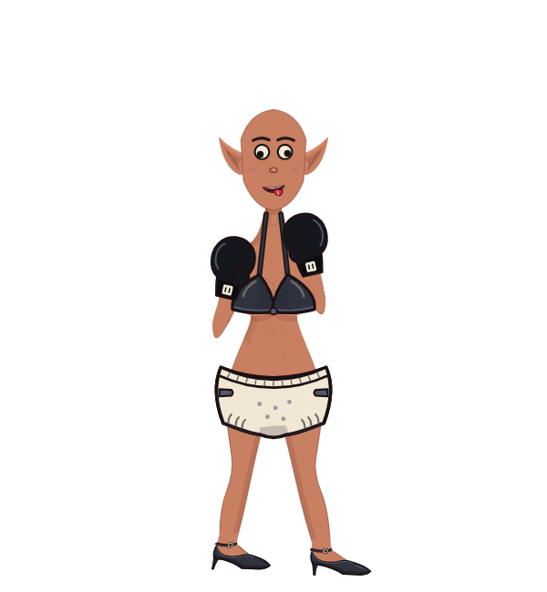 fartingsobad poop, red corner portrait. Landed 64 of 87 punches. Shirt: Bikini top; Hands: Classic.