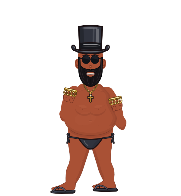 Milkman, blue corner portrait. Landed 44 of 66 punches. Hat: Top hat; Hands: Brass.
