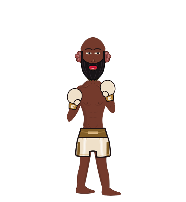 ScrappySlipper, red corner portrait. Landed 11 of 15 punches. Hands: Classic.