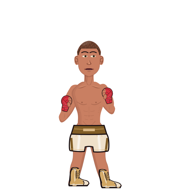 AwkwardKettle, red corner portrait. Landed 51 of 68 punches. Hands: Wrapped.