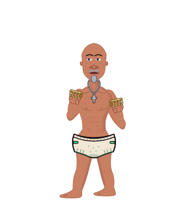 LuckyBoomerang, blue corner portrait. Landed 57 of 113 punches. Hands: Brass.
