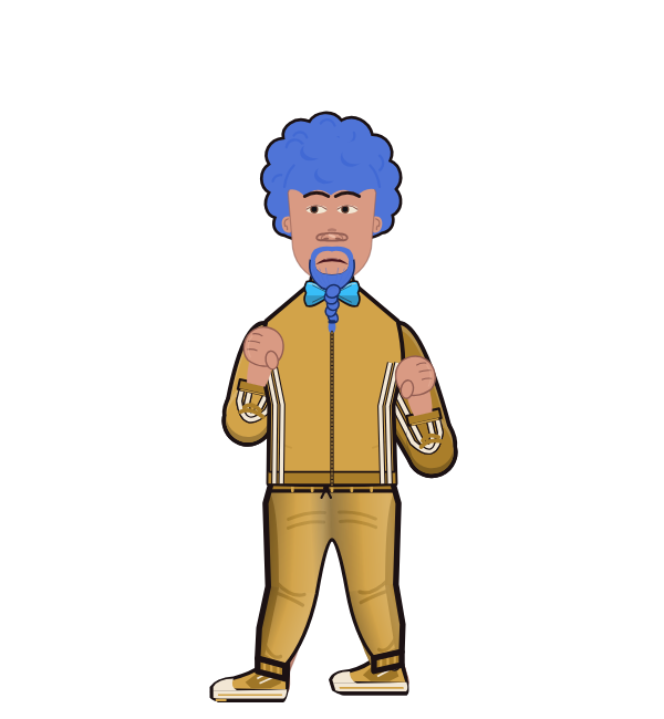 cheeseburger, blue corner portrait. Landed 4 of 6 punches. Shirt: Track jacket.