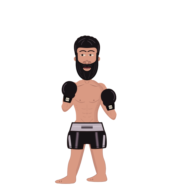 Khamzat Chimaev, blue corner portrait. Landed 50 of 81 punches. Hands: Classic.