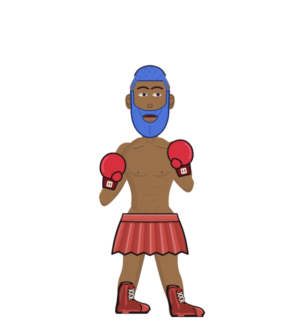 Raii, red corner portrait. Landed 50 of 76 punches. Hands: Classic.