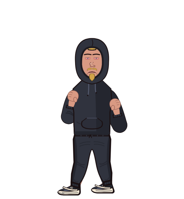 TYMBERWOLF, blue corner portrait. Landed 25 of 41 punches. Shirt: Hoodie.