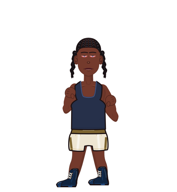 Jabraham, blue corner portrait. Landed 28 of 31 punches. Shirt: Tank.