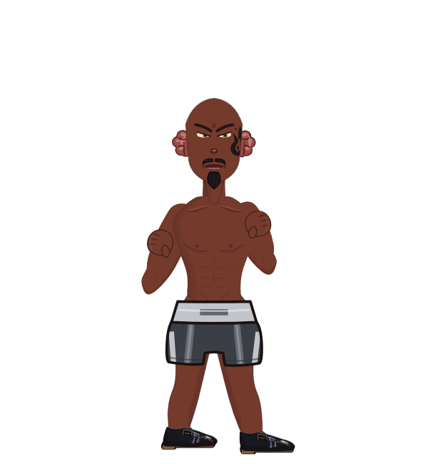 rayquan, red corner portrait. Landed 17 of 31 punches. Hat: Devil horns; Shirt: Devil suit; Hands: Devil gloves.