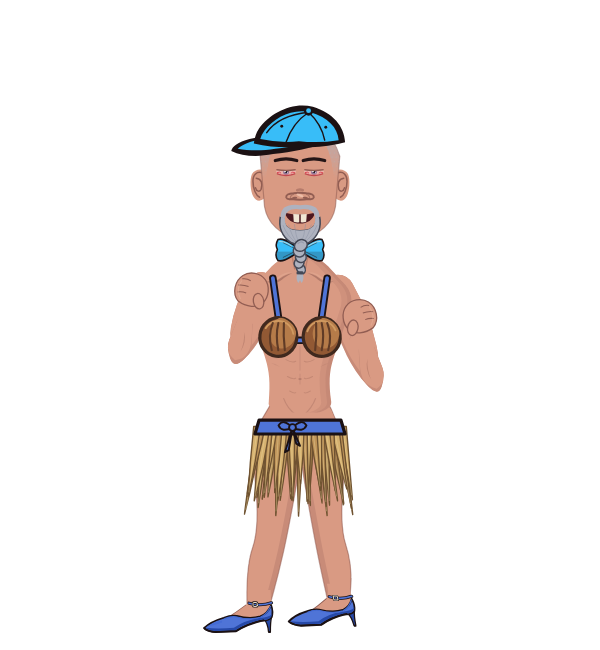 Fruit Punch, blue corner portrait. Landed 30 of 44 punches. Hat: Cap; Shirt: Coconut bra.