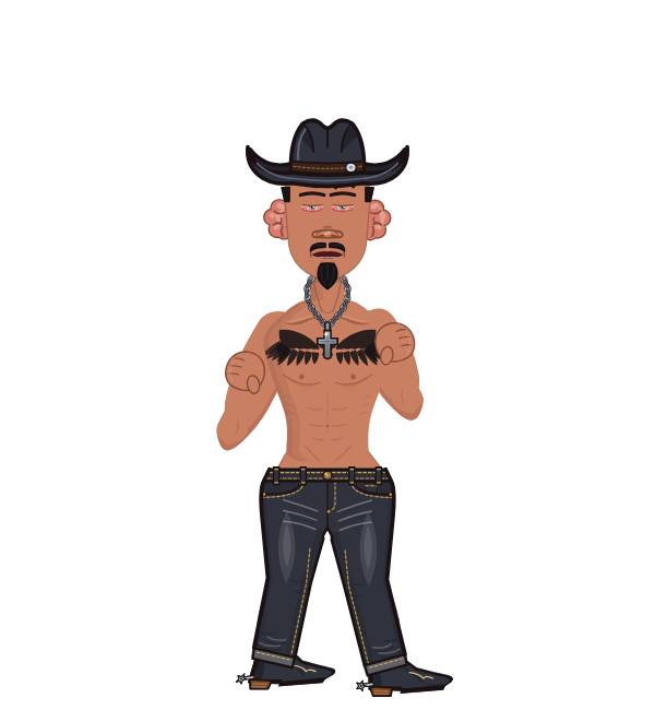 henny, red corner portrait. Landed 41 of 75 punches. Hat: Cowboy hat.