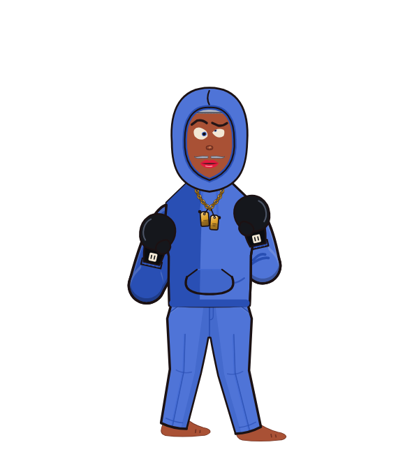 Jeffrey, red corner portrait. Landed 38 of 58 punches. Shirt: Hoodie; Hands: Classic.
