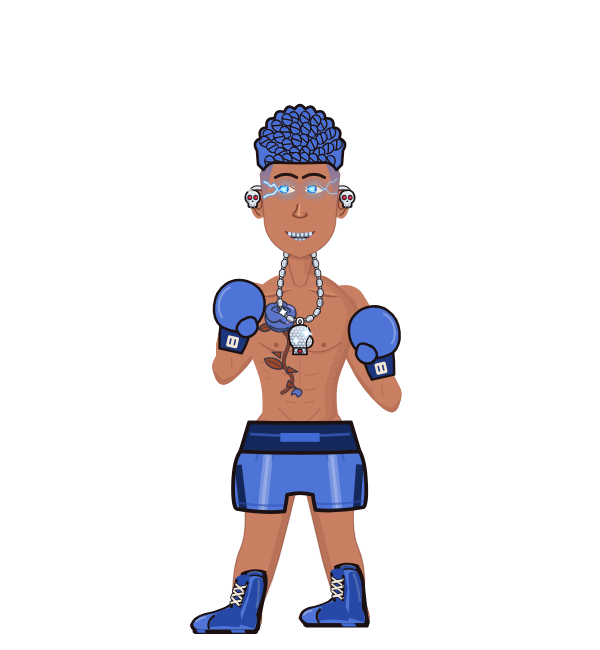 Emperor RoSe, blue corner portrait. Landed 36 of 75 punches. Hands: Classic.