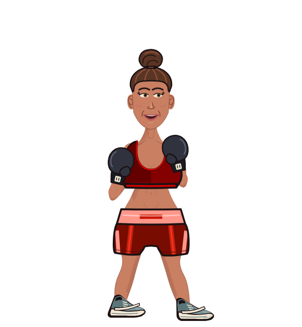 BraveBandit, red corner portrait. Landed 55 of 78 punches. Shirt: Sports bra; Hands: Classic.