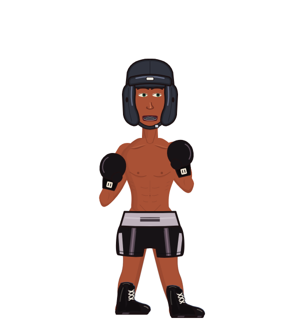 blanco, red corner portrait. Landed 53 of 74 punches. Hat: Headgear; Hands: Classic.