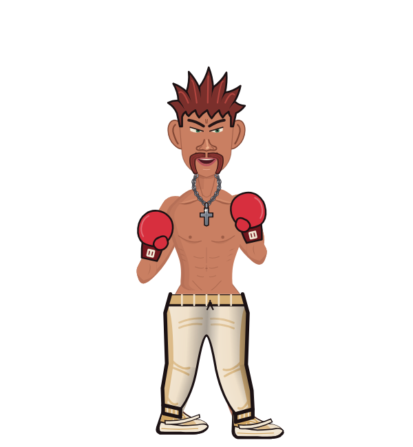 MJ, red corner portrait. Landed 43 of 57 punches. Hands: Classic.