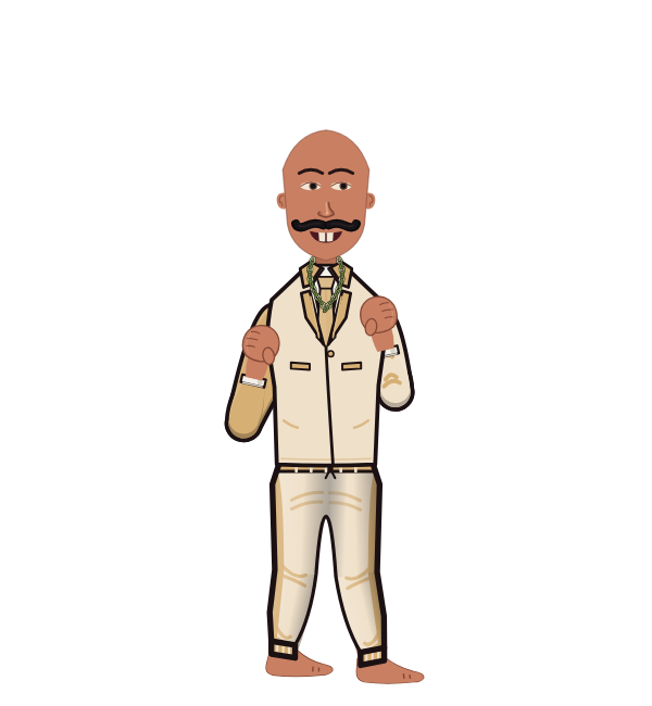 Greaseman, red corner portrait. Landed 30 of 37 punches. Shirt: Suit jacket.
