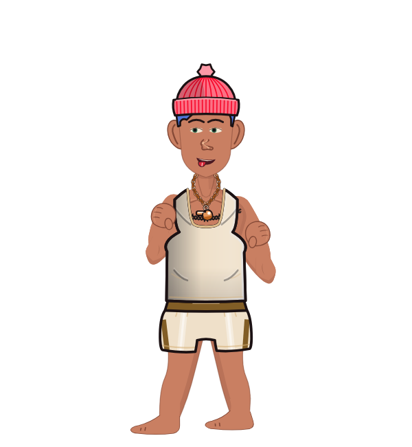 Thai, blue corner portrait. Landed 49 of 90 punches. Hat: Beanie; Shirt: Tank.