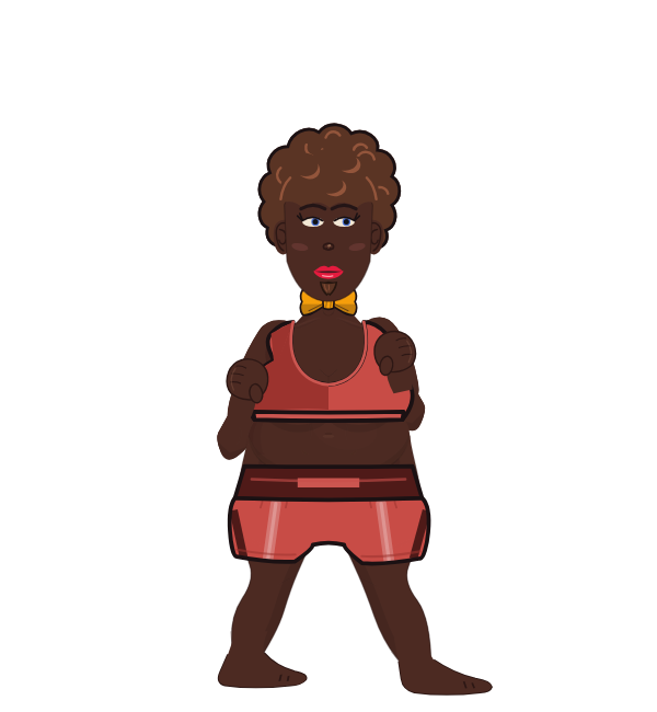 Little Shrimp, red corner portrait. Landed 43 of 75 punches. Shirt: Sports bra.