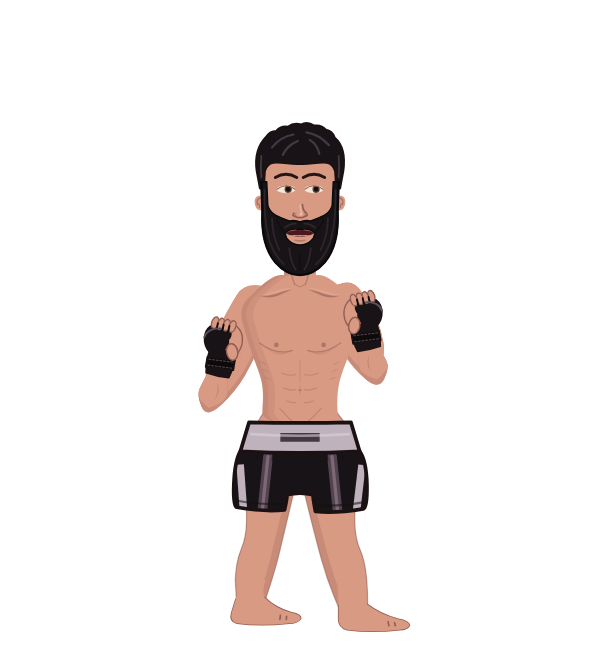 Khamzat Chimaev, red corner portrait. Landed 42 of 61 punches. Hands: MMA gloves.