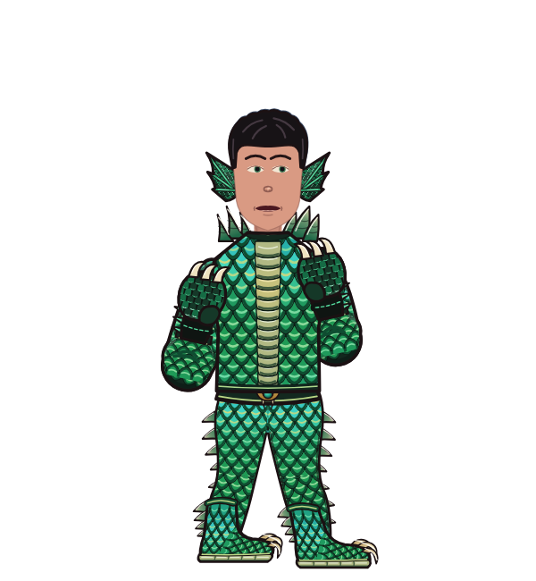 whitefang, red corner portrait. Landed 42 of 87 punches. Shirt: Dragon-scale shirt; Hands: Dragon-scale claws.