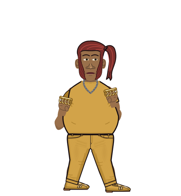 BonkersLlama, red corner portrait. Landed 35 of 53 punches. Shirt: T-shirt; Hands: Brass.