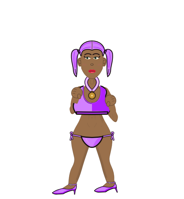 Empress, blue corner portrait. Landed 15 of 38 punches. Shirt: Sports bra.