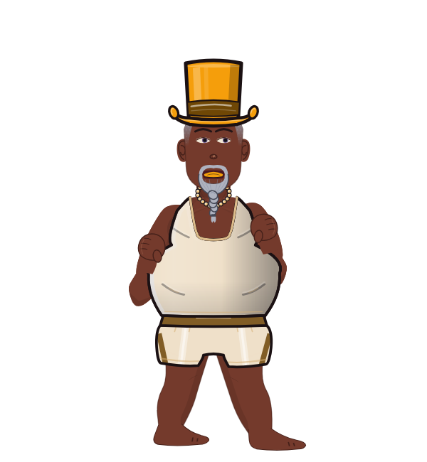 BraveWaffle, red corner portrait. Landed 41 of 57 punches. Hat: Top hat; Shirt: Tank.