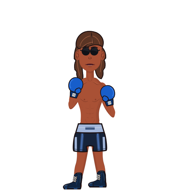ChinDiesel, blue corner portrait. Landed 44 of 69 punches. Hands: Classic.