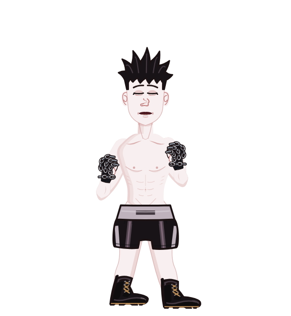 Haws, red corner portrait. Landed 58 of 62 punches. Hands: Chain wraps.