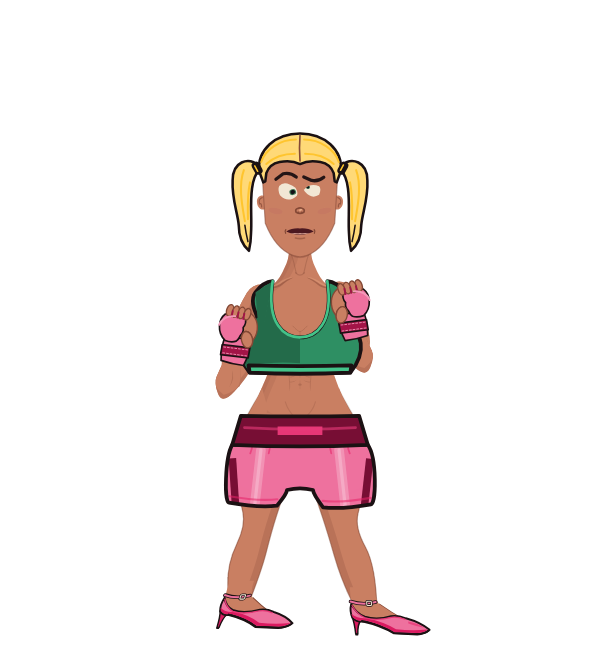 Sean, red corner portrait. Landed 94 of 143 punches. Shirt: Sports bra; Hands: MMA gloves.