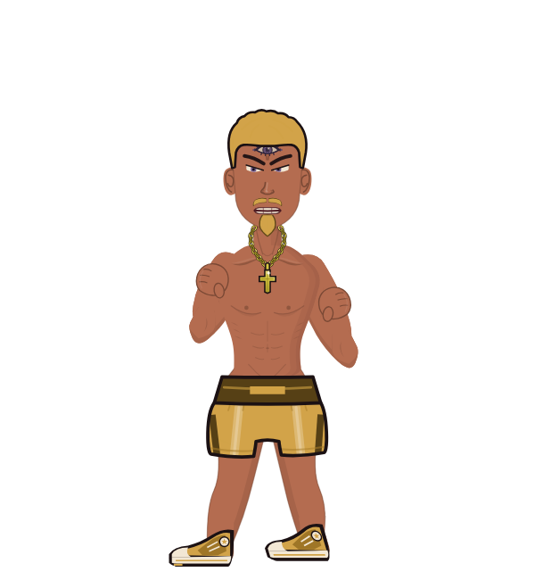 blacktaker, blue corner portrait. Landed 46 of 91 punches.