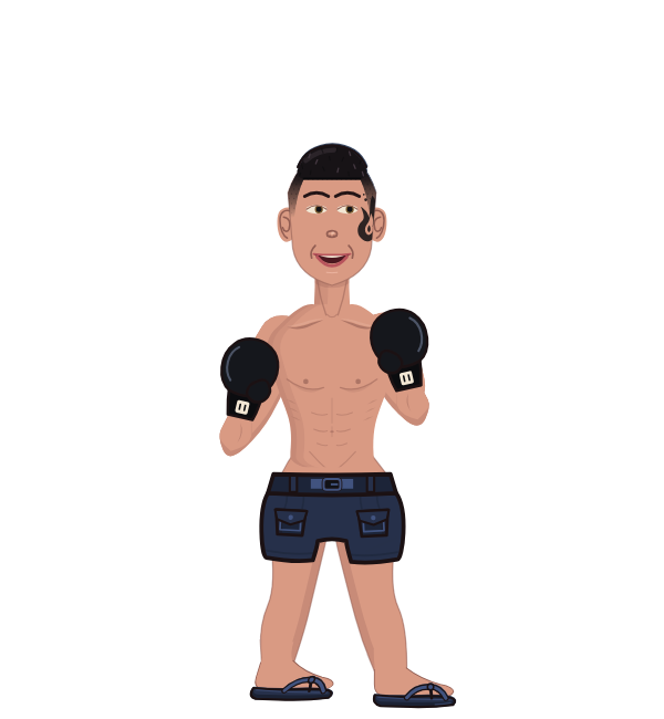 Akferr, red corner portrait. Landed 30 of 34 punches. Hands: Classic.