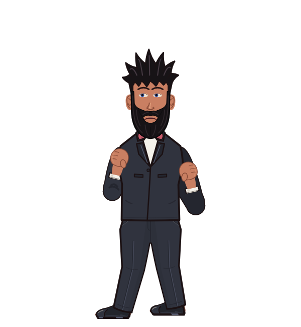 Him, blue corner portrait. Landed 8 of 18 punches. Shirt: Suit jacket.