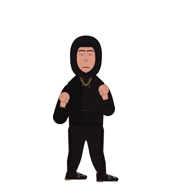 DaGrind, red corner portrait. Landed 9 of 13 punches. Shirt: Hoodie.