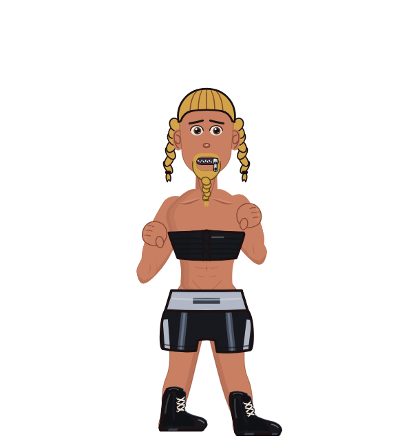 GoofyNinja, red corner portrait. Landed 24 of 66 punches. Shirt: Tube top.