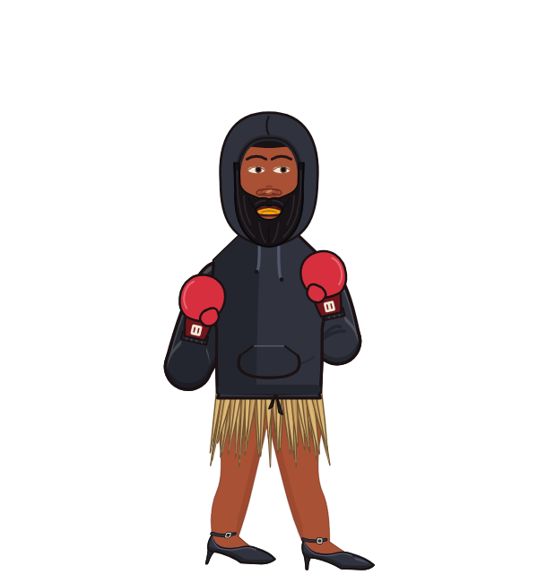 JollyDetective, red corner portrait. Landed 67 of 87 punches. Shirt: Hoodie; Hands: Classic.
