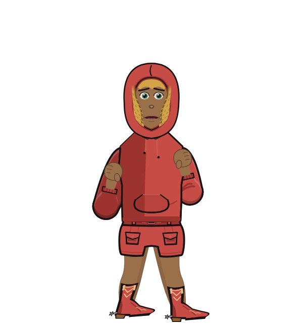 DIHCLAPPER, red corner portrait. Landed 45 of 79 punches. Shirt: Hoodie.