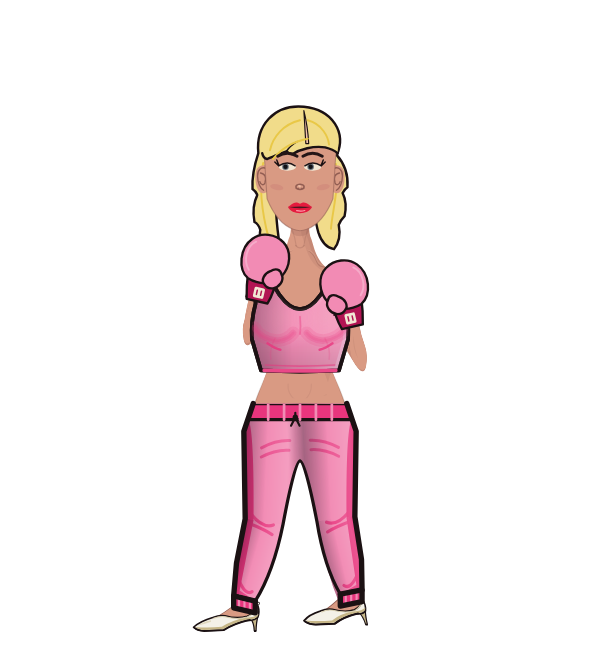 Paris Hitton, blue corner portrait. Landed 20 of 26 punches. Shirt: Crop top; Hands: Classic.