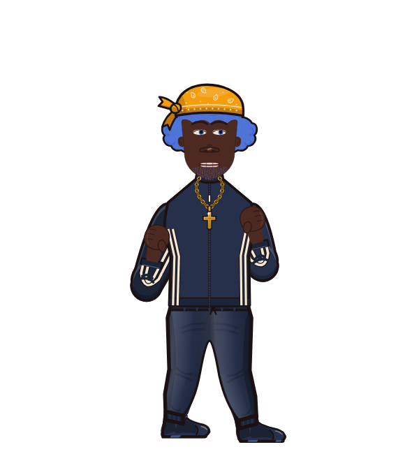 bobBOB, red corner portrait. Landed 70 of 81 punches. Hat: Bandana; Shirt: Track jacket.