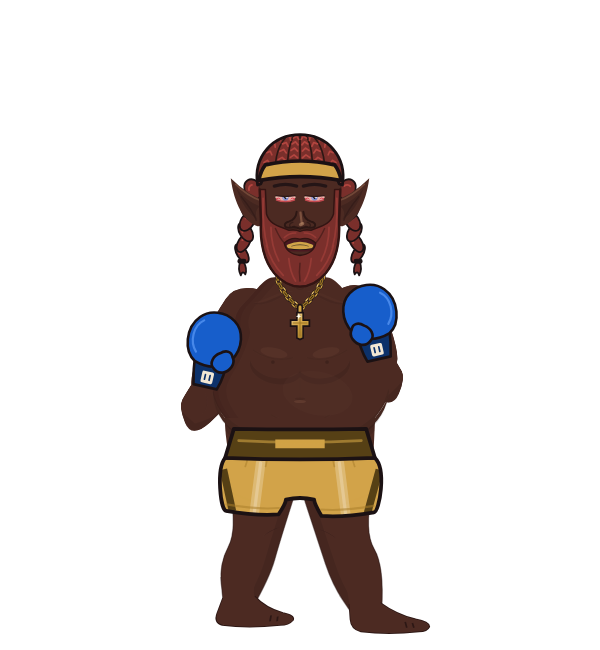 FancyDoorknob, red corner portrait. Landed 77 of 94 punches. Hat: Headband; Hands: Classic.