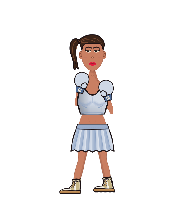 Ariana Grandslam, blue corner portrait. Landed 78 of 85 punches. Shirt: Crop top; Hands: Classic.