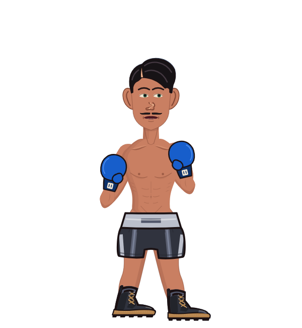 Punny, red corner portrait. Landed 50 of 66 punches. Hands: Classic.