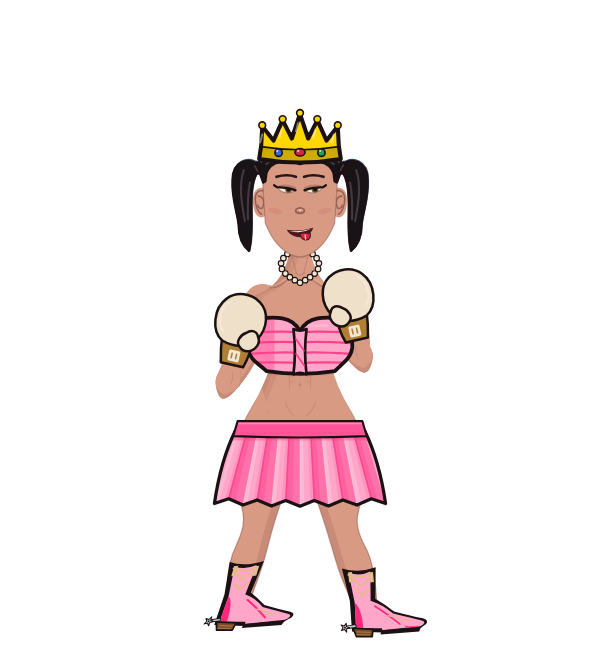 eebaa, red corner portrait. Landed 27 of 45 punches. Hat: Crown; Shirt: Tube top; Hands: Classic.
