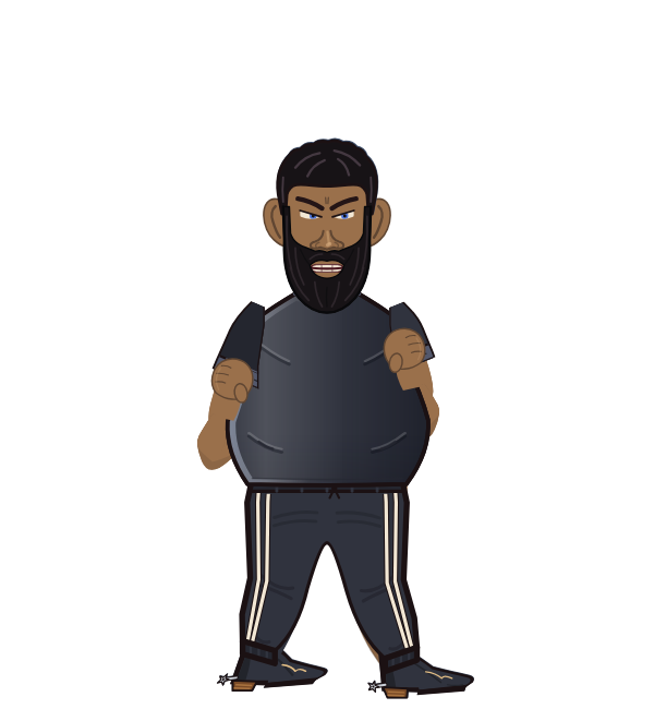 Khamzat Chimaev, red corner portrait. Landed 42 of 54 punches. Shirt: T-shirt.