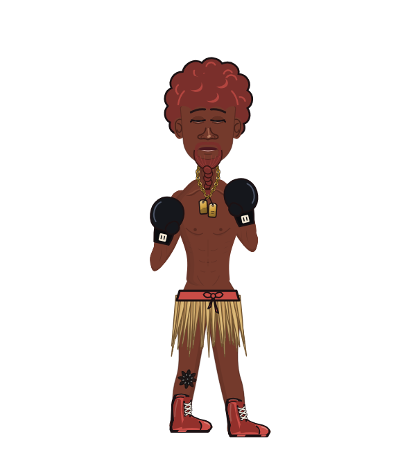 FluffyWrestler, red corner portrait. Landed 59 of 83 punches. Hands: Classic.