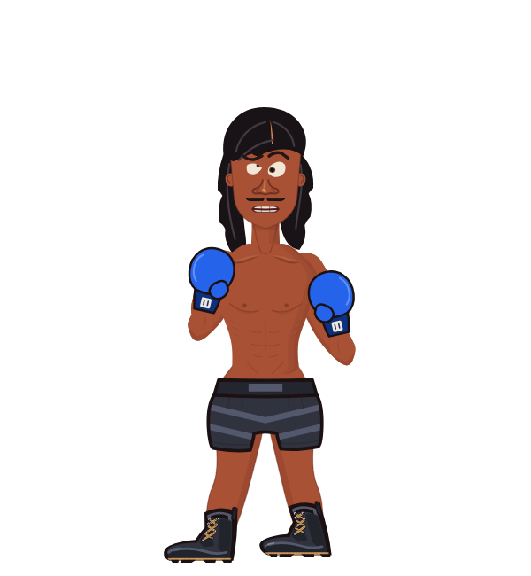 SureIGuess, blue corner portrait. Landed 29 of 43 punches. Hands: Classic.