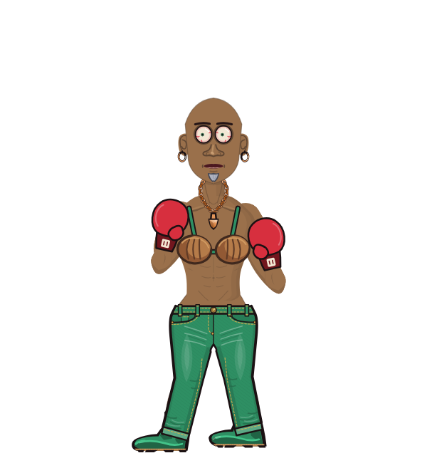 FizzyRocket, blue corner portrait. Landed 28 of 69 punches. Shirt: Coconut; Hands: Classic.