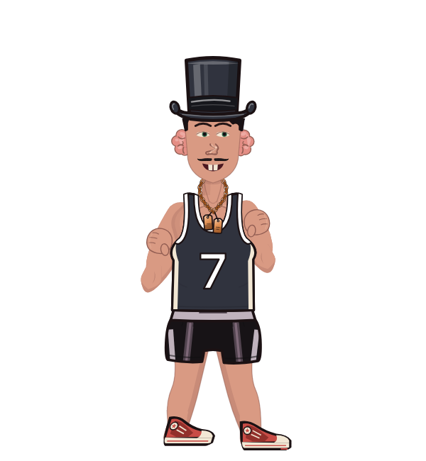 AKATHEDAWG, red corner portrait. Landed 76 of 120 punches. Hat: Top hat; Shirt: Jersey.